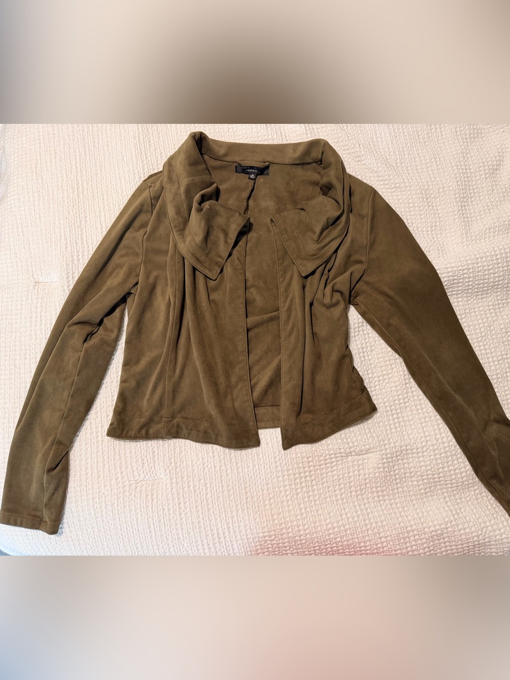 Olive Green Draped Open-Front Jacket